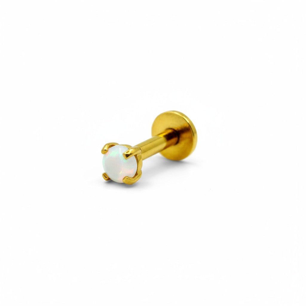 Tragus Helix Piercing – Wit Opaal – Goudkleur - Aramat Jewels - Piercings - cadeautip