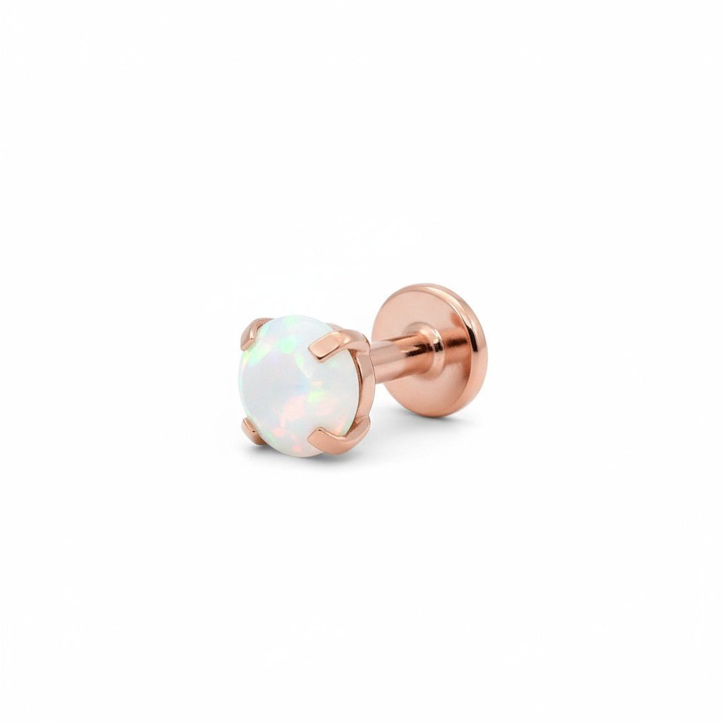 Tragus Helix Piercing – Wit Opaal – Roségoudkleur - Aramat Jewels - Piercings - cadeautip