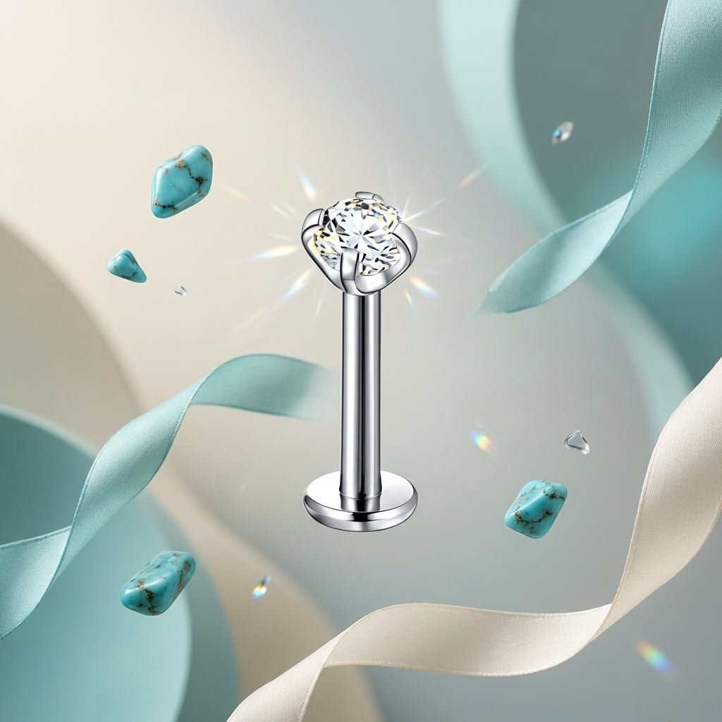 Tragus Helix Piercing Zilver AB Zirkonia 6mm 3mm - Aramat Jewels - Piercings - cadeautip