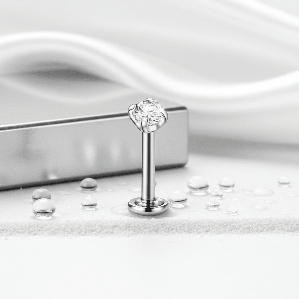 Tragus Helix Piercing – Zilverkleur – AB Zirkonia (4mm) - Aramat Jewels - Piercings - cadeautip