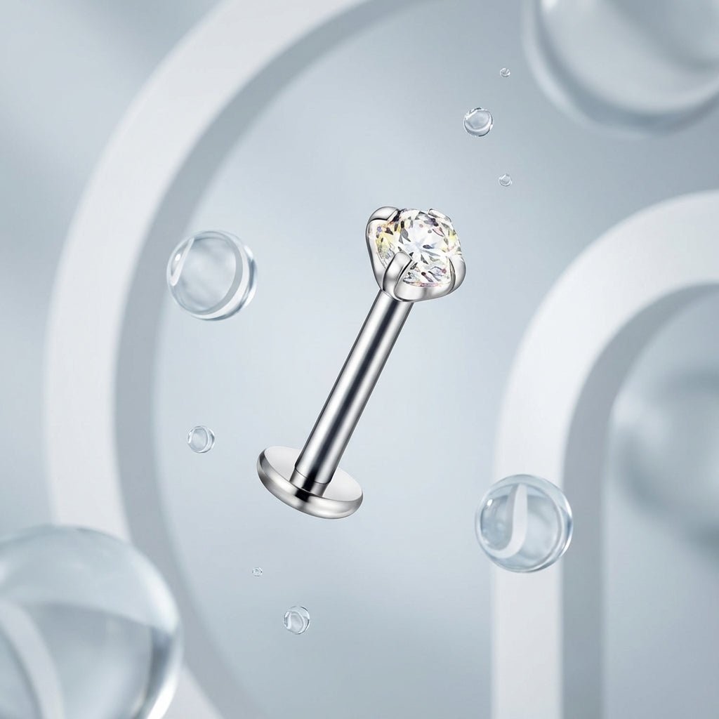 Tragus Helix Piercing – Zilverkleur – AB Zirkonia (4mm) - Aramat Jewels - Piercings - cadeautip