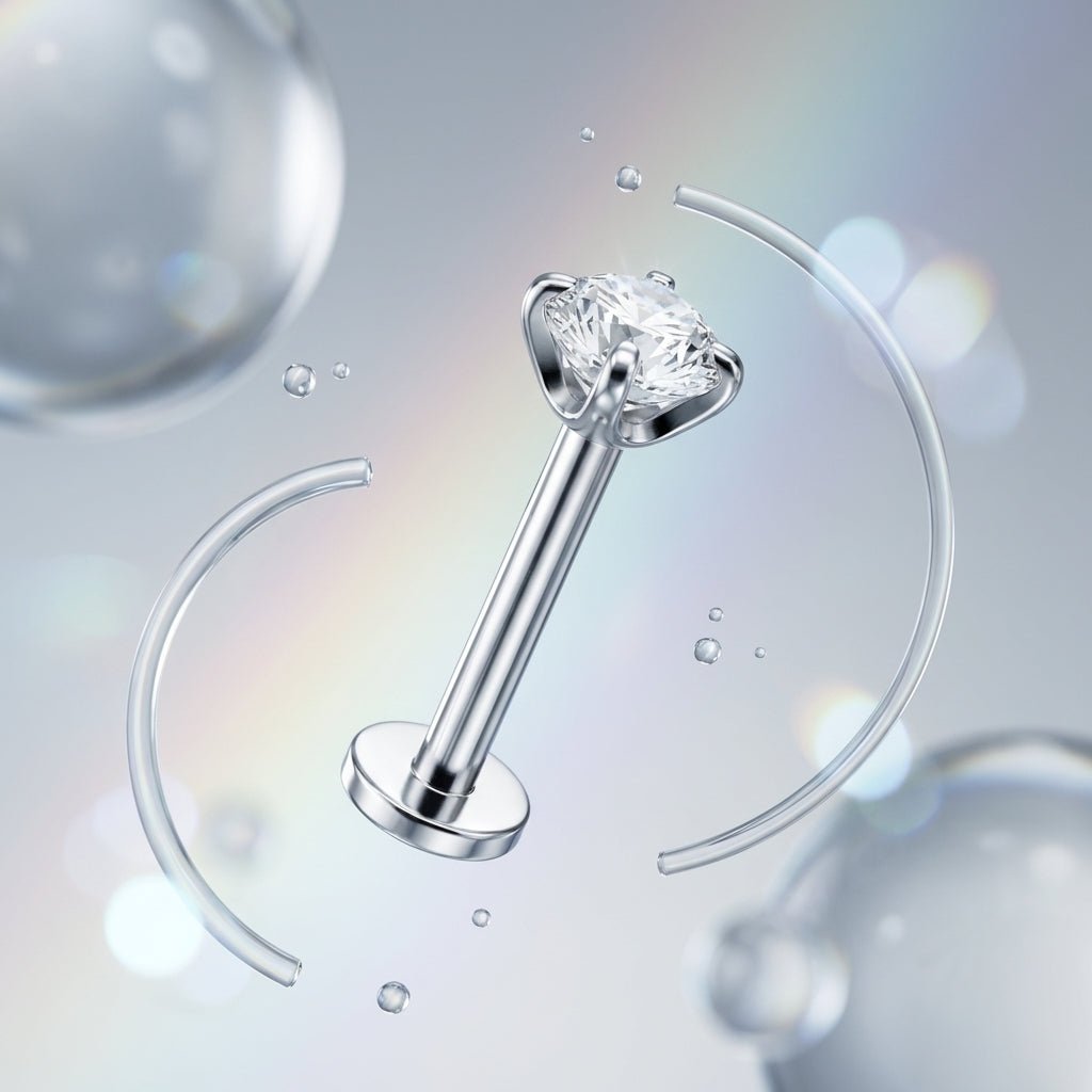 Tragus Helix Piercing – Zilverkleur – Transparant Zirkonia (4mm) - Aramat Jewels - Piercings - cadeautip