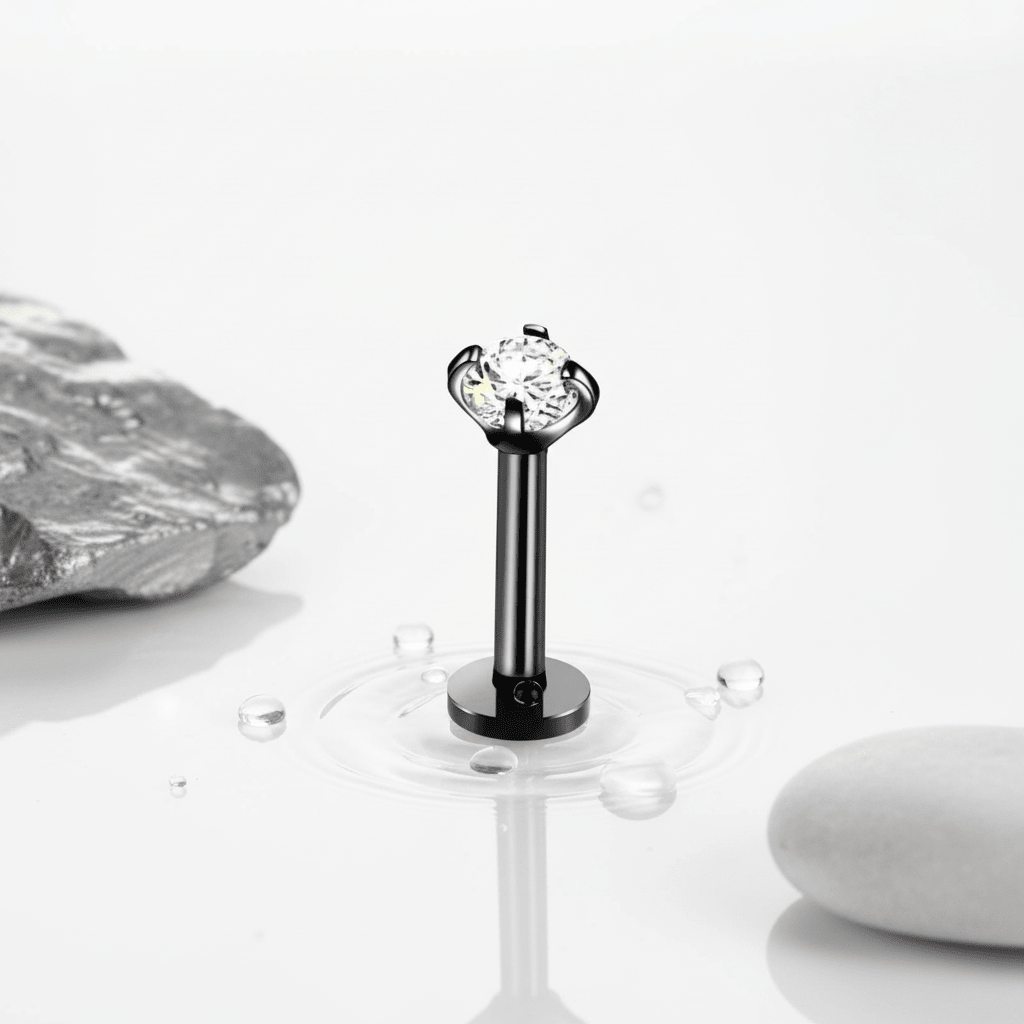 Tragus Helix Piercing – Zwart – AB Zirkonia 3mm - Aramat Jewels - Piercings - cadeautip