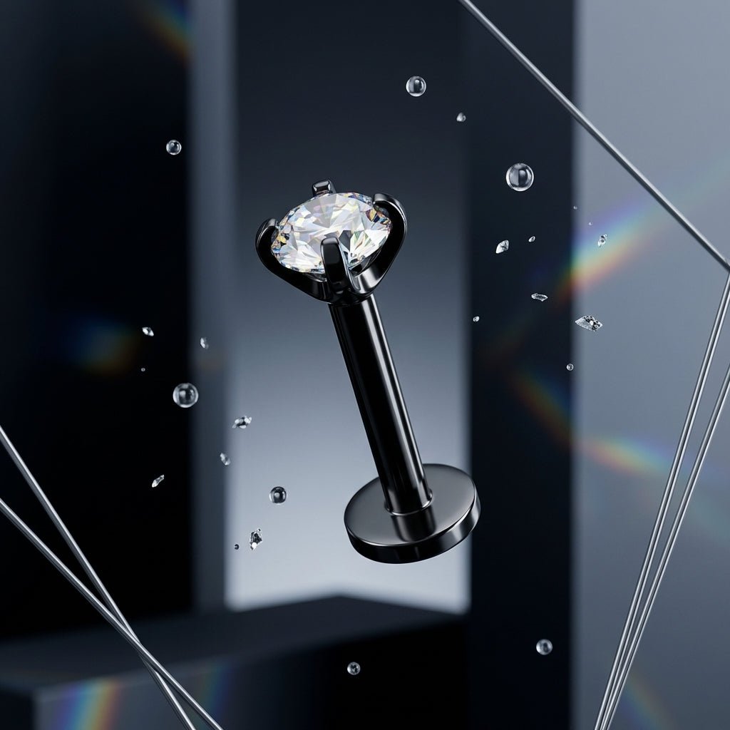 Tragus Helix Piercing – Zwart – AB Zirkonia 3mm - Aramat Jewels - Piercings - cadeautip