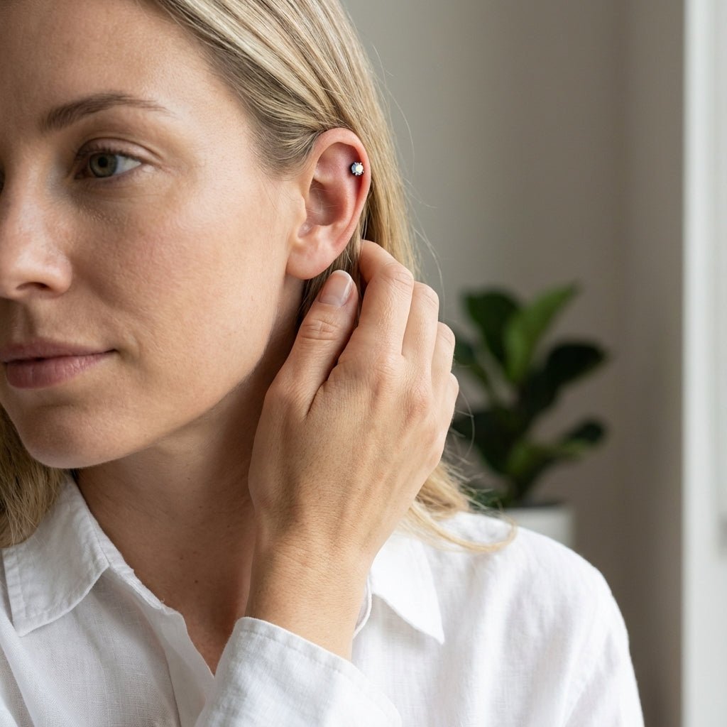 Tragus Helix Piercing – Zwart – AB Zirkonia 3mm - Aramat Jewels - Piercings - cadeautip