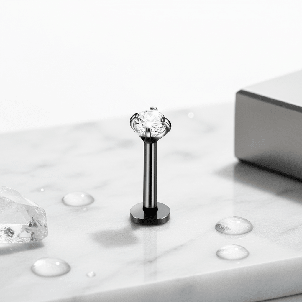 Tragus Piercing Zwart AB Zirkonia 6mm 1.2mm - Aramat Jewels - Piercings - cadeautip