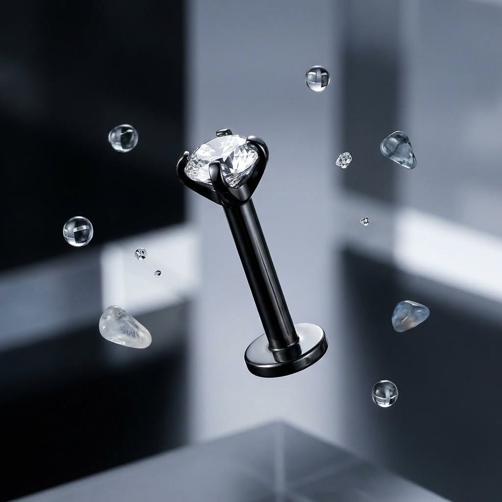 Tragus Piercing Zwart AB Zirkonia 6mm 1.2mm - Aramat Jewels - Piercings - cadeautip