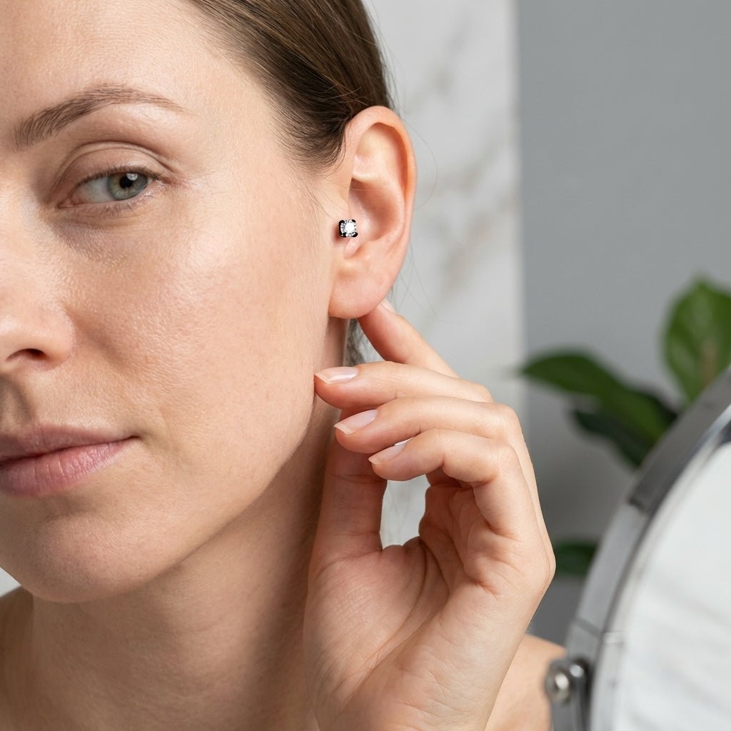 Tragus Piercing Zwart AB Zirkonia 6mm 1.2mm - Aramat Jewels - Piercings - cadeautip