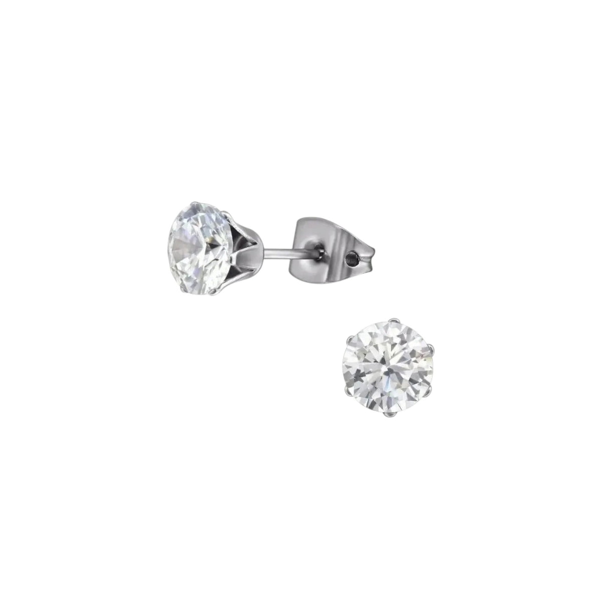 Titanium oorstekers transparante zirkonia – Rond 3-8 mm