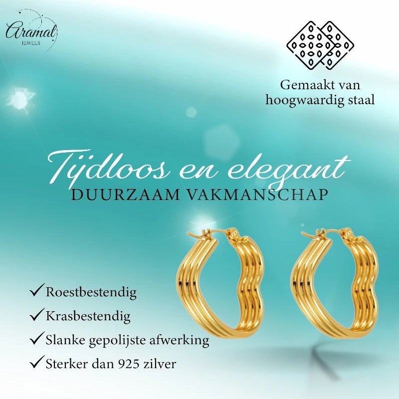 Triple Hart Oorringen Goudkleurig - Liefdevolle Statement - oor6283 - 827751 - Oorringen kopen# - 25mm - alles - cadeau