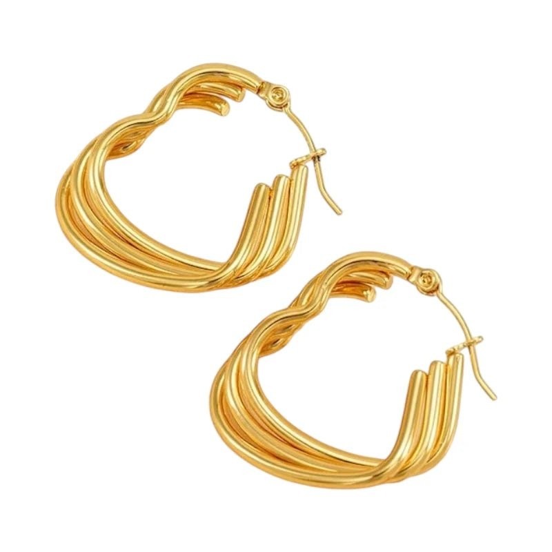 Triple Hartvormige Oorringen 25mm - oor6304 - 827749 - Oorringen kopen# - 25mm - alles - cadeau