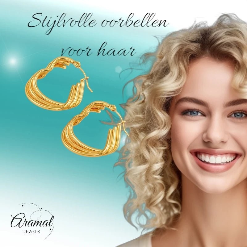 Triple Hartvormige Oorringen 25mm - oor6304 - 827749 - Oorringen kopen# - 25mm - alles - cadeau