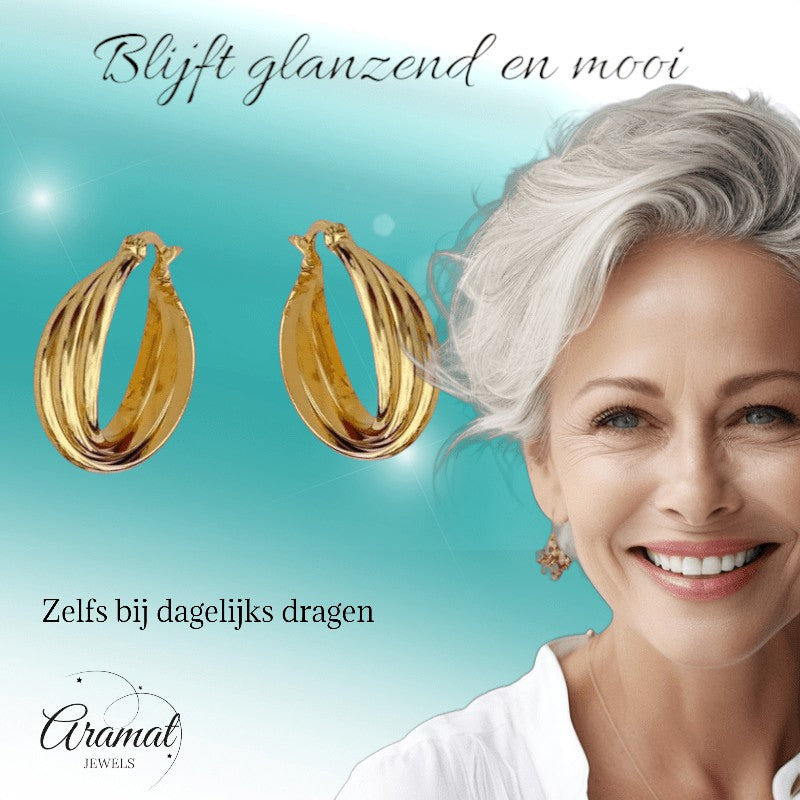 Triple oorringen dames – goudkleurig - oor6401 - 25439 - Oorringen kopen# - 22mm - alles - cadeau