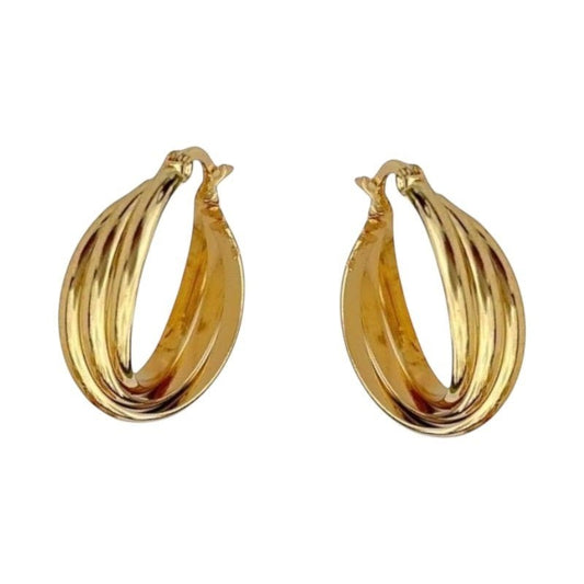 Triple oorringen dames – goudkleurig - oor6401 - 25439 - Oorringen kopen# - 22mm - alles - cadeau