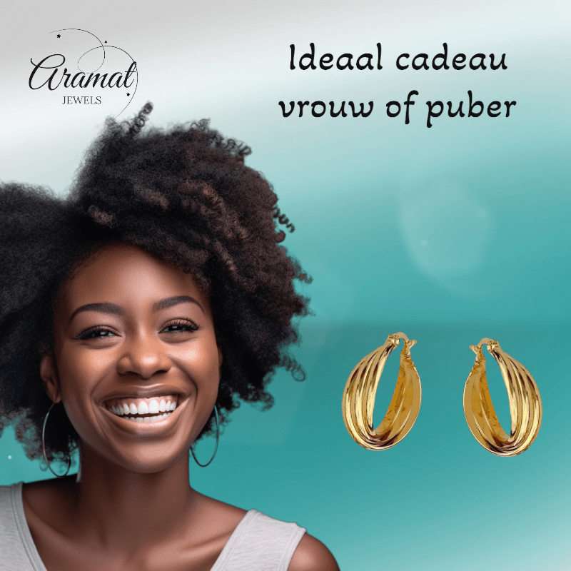 Triple oorringen dames – goudkleurig - oor6401 - 25439 - Oorringen kopen# - 22mm - alles - cadeau