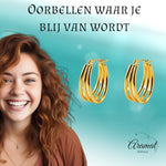 Triple Oorringen RVS Goudkleurig – 26x18mm – Ovale Creolen met Open Design - oor6311 - 558997 - Oorringen kopen# - 26mm - alles - cadeau