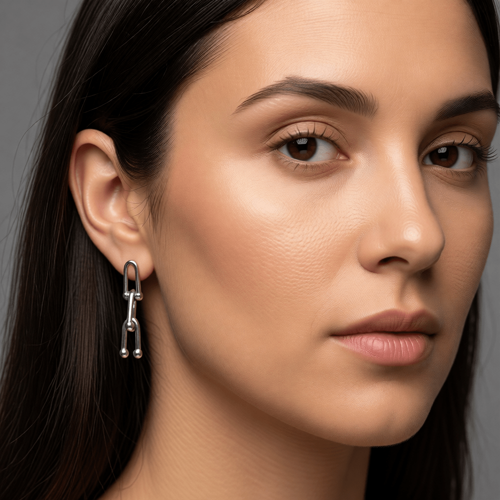 U - Schakel Oorbellen 35x8mm Staal - Aramat Jewels - Oorbellen - cadeautip