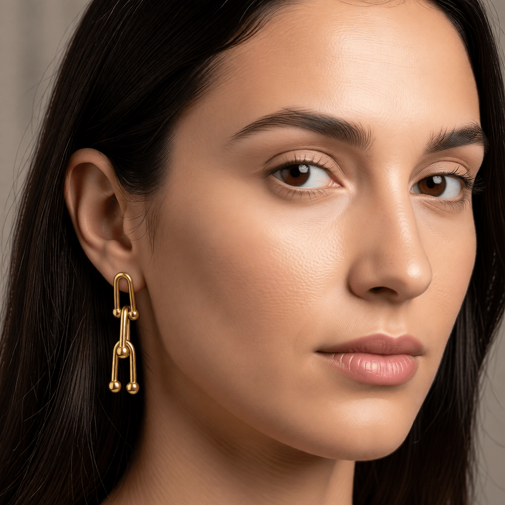 U - Schakel Oorbellen 35x8mm Staal - Aramat Jewels - Oorbellen - cadeautip
