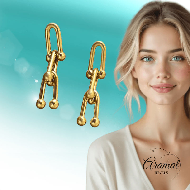 U - Schakel Oorbellen 35x8mm Staal - Aramat Jewels - RVS Sieraden - Oorbellen - cadeautip