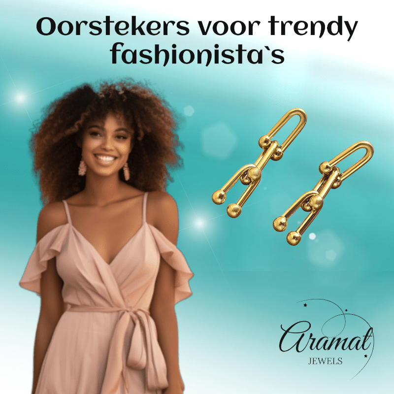 U - Schakel Oorbellen 35x8mm Staal - Aramat Jewels - RVS Sieraden - Oorbellen - cadeautip