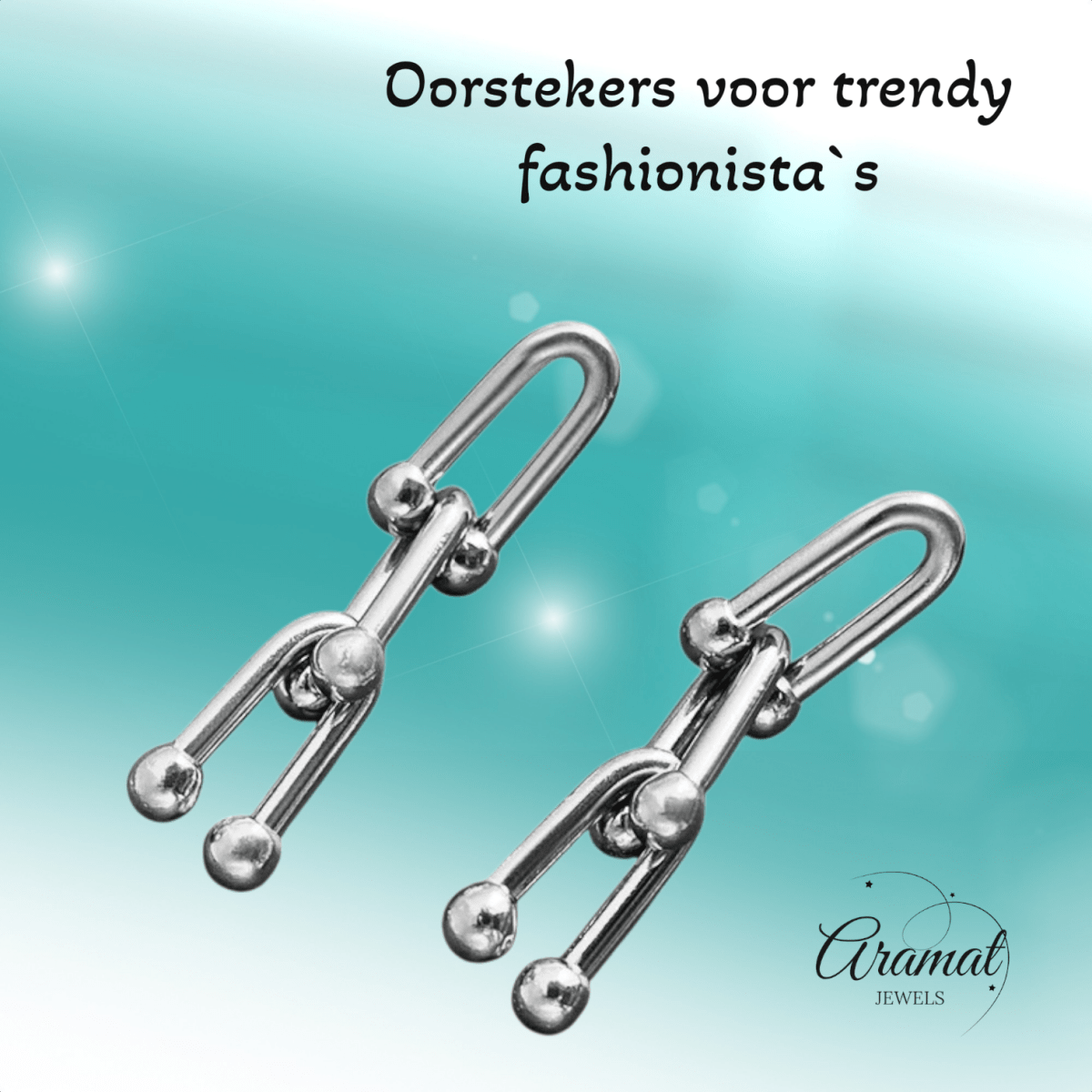 U - Schakel Oorbellen 35x8mm Staal - Aramat Jewels - RVS Sieraden - Oorbellen - cadeautip