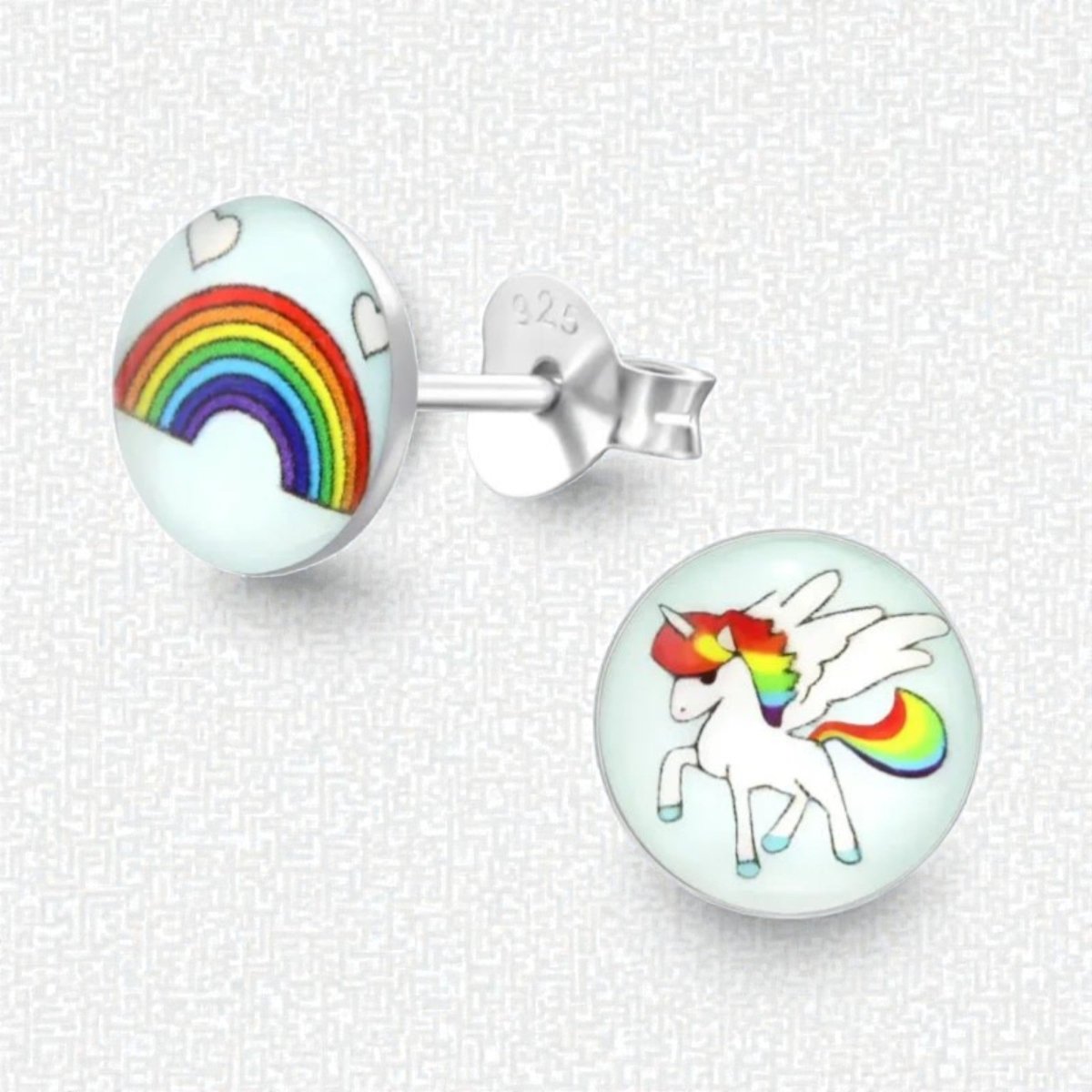 Unicorn Zilveren Oorbellen - Regenboog & Eenhoorn Cadeau - Aramat Jewels - Oorbellen - cadeautip