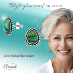 Zilveren Groen Abalone Oorbellen 12x9 mm