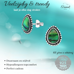 Zilveren Groen Abalone Oorbellen 12x9 mm