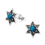 Sterling ster oorbellen met blauwe ope