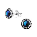 Oorbellen van sterling zilver en blauw glas