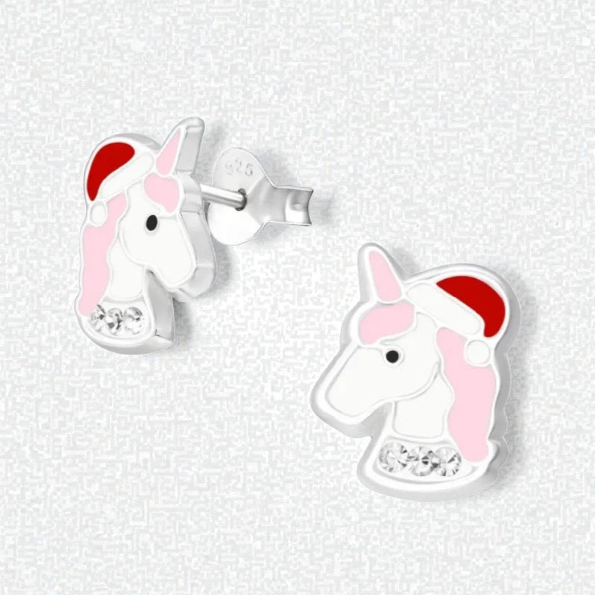 Unieke Zilveren Unicorn Oorbellen - Kerst Geschenk - Aramat Jewels - Oorbellen - cadeautip