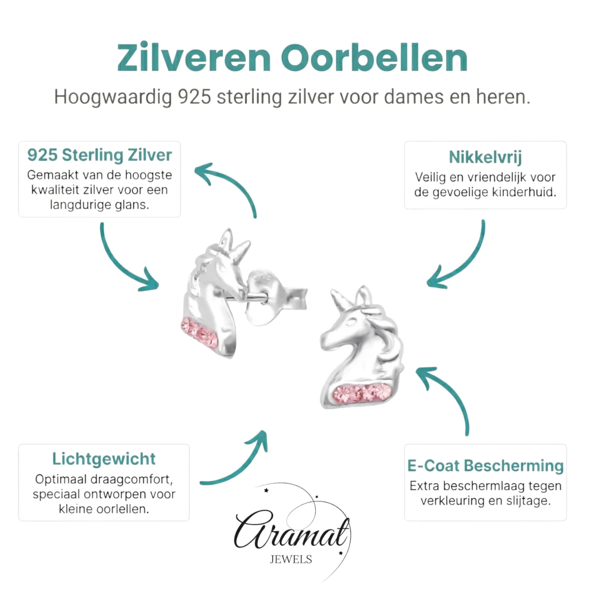 Unieke Zilveren Unicorn Oorbellen - Tijdloos & Elegant - Aramat Jewels - Oorbellen - cadeautip
