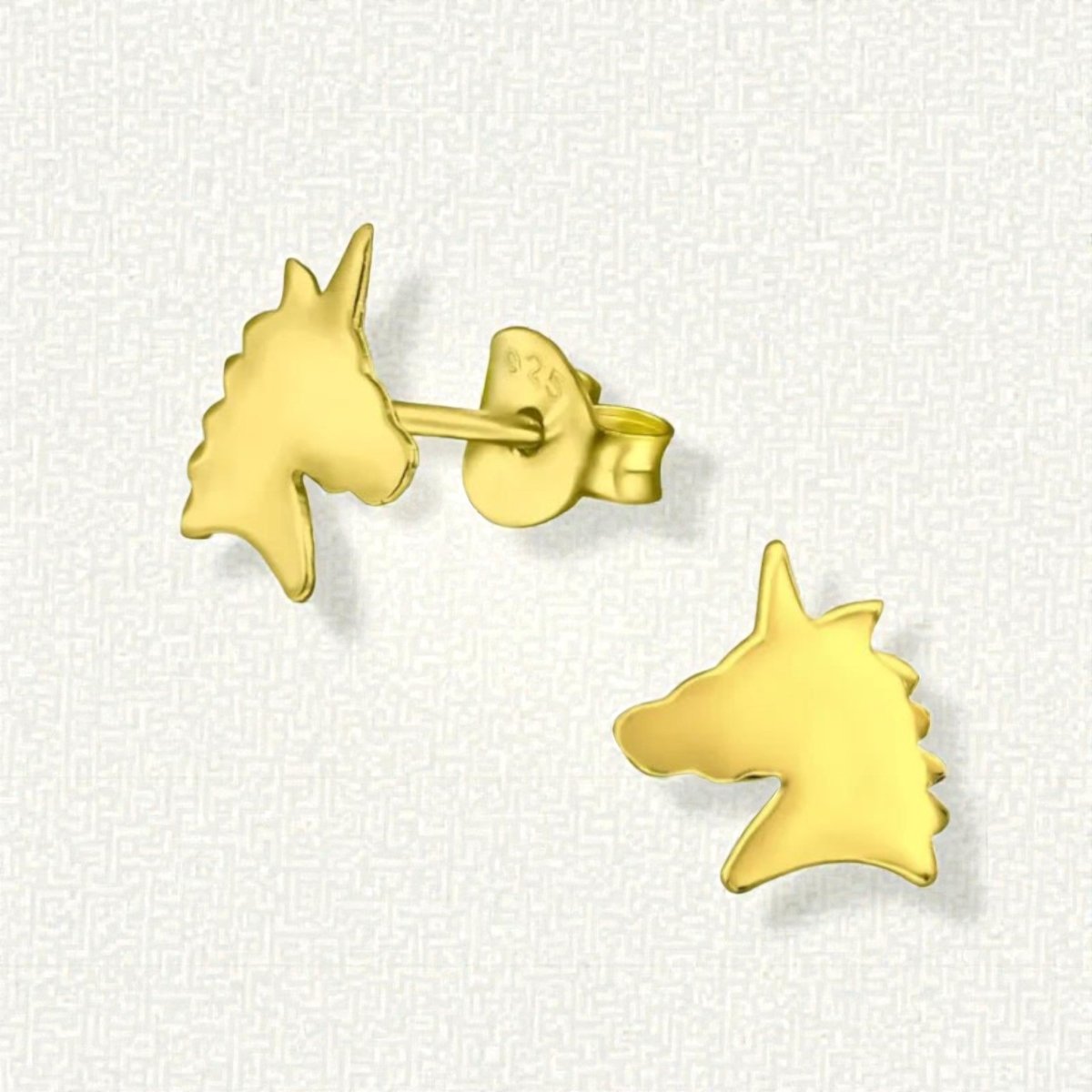 Unieke Zilveren Unicorn Oorbellen - Trendy Goldplated - Aramat Jewels - Oorbellen - cadeautip