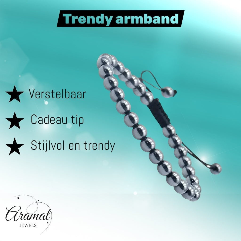 Verstelbaar Hematiet Armband natuursteen - Aramat Jewels - Armbanden - cadeautip