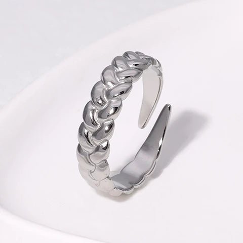 Verstelbare Damesring met Vlecht Design van RVS - 5,5mm - Aramat Jewels - Ringen - cadeautip