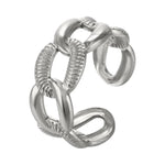 Verstelbare Open Schakelring – Gladde & Gestreepte Schakels – One Size - ring333 - 76731 - Ringen kopen# - Zilverkleur - alles - cadeau