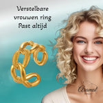 Verstelbare Open Schakelring – Gladde & Gestreepte Schakels – One Size - ring307 - 76742 - Ringen kopen