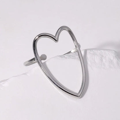 Verstelbare Ring met Groot Open Hart 26mm - Stainless Steel - ring355 - 73888 - Ringen kopen# - Zilverkleur - alles - boho