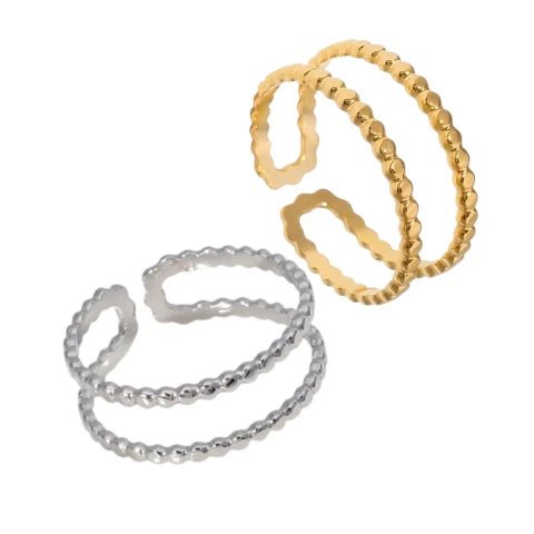 Verstelbare RVS Ring met Dubbele Bolletjeslijn (7 mm) - Aramat Jewels - Ringen - cadeautip