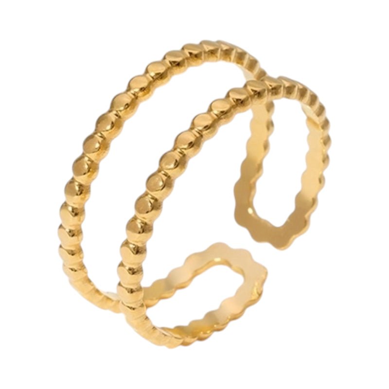 Verstelbare RVS Ring met Dubbele Bolletjeslijn (7 mm) - Aramat Jewels - Ringen - cadeautip