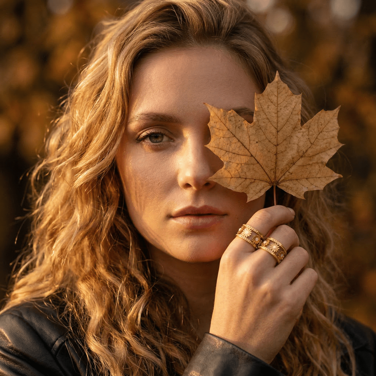 Verstelbare RVS Ring met Emaille Bloemen - Goudkleur (7 mm) - Aramat Jewels - Ringen - cadeautip