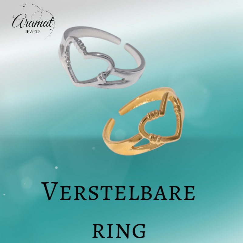 Verstelbare RVS Ring met Open Hartje (11 mm) - Aramat Jewels - Ringen - cadeautip