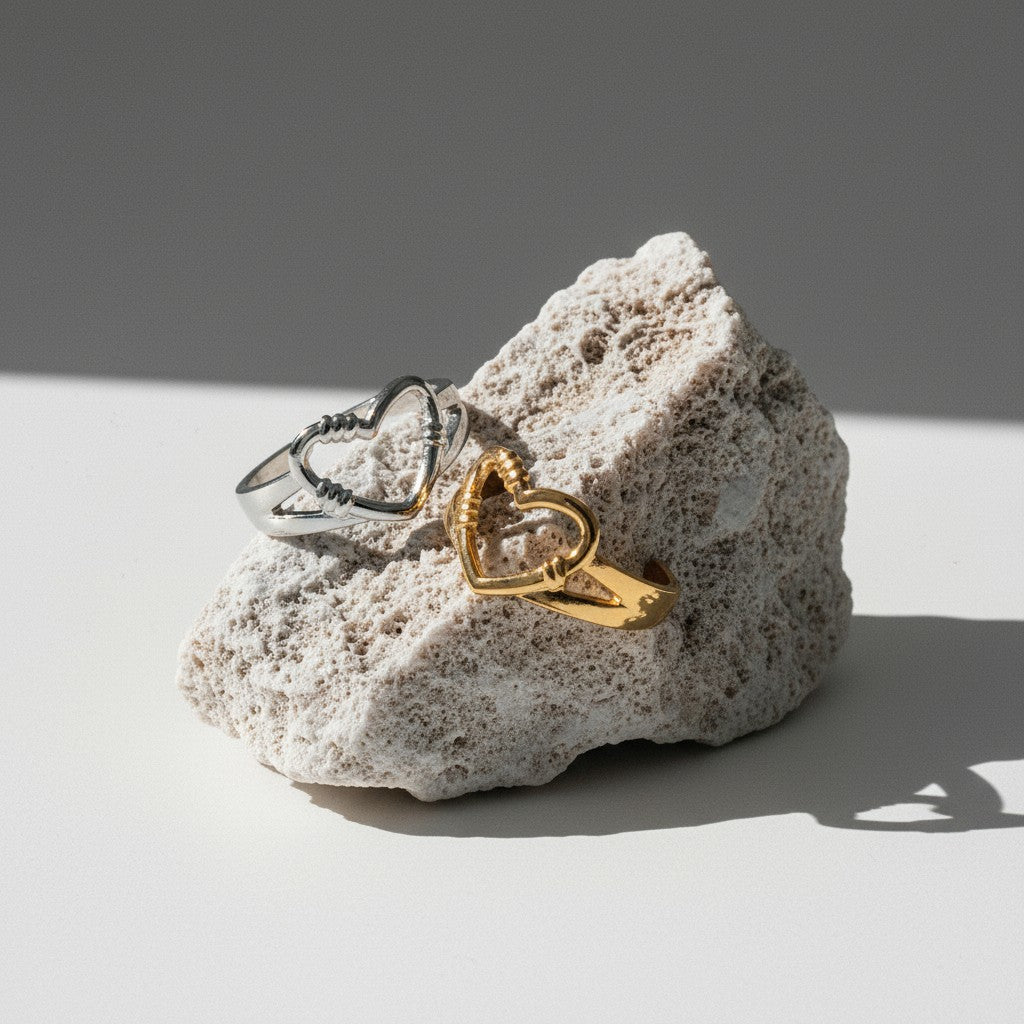Verstelbare RVS Ring met Open Hartje (11 mm) - Aramat Jewels - Ringen - cadeautip