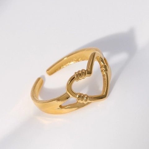 Verstelbare RVS Ring met Open Hartje (11 mm) - Aramat Jewels - Ringen - cadeautip
