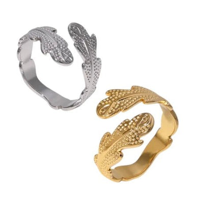 Verstelbare RVS Ring met Verfijnd Veer - Ontwerp (17 mm) - Aramat Jewels - Ringen - cadeautip