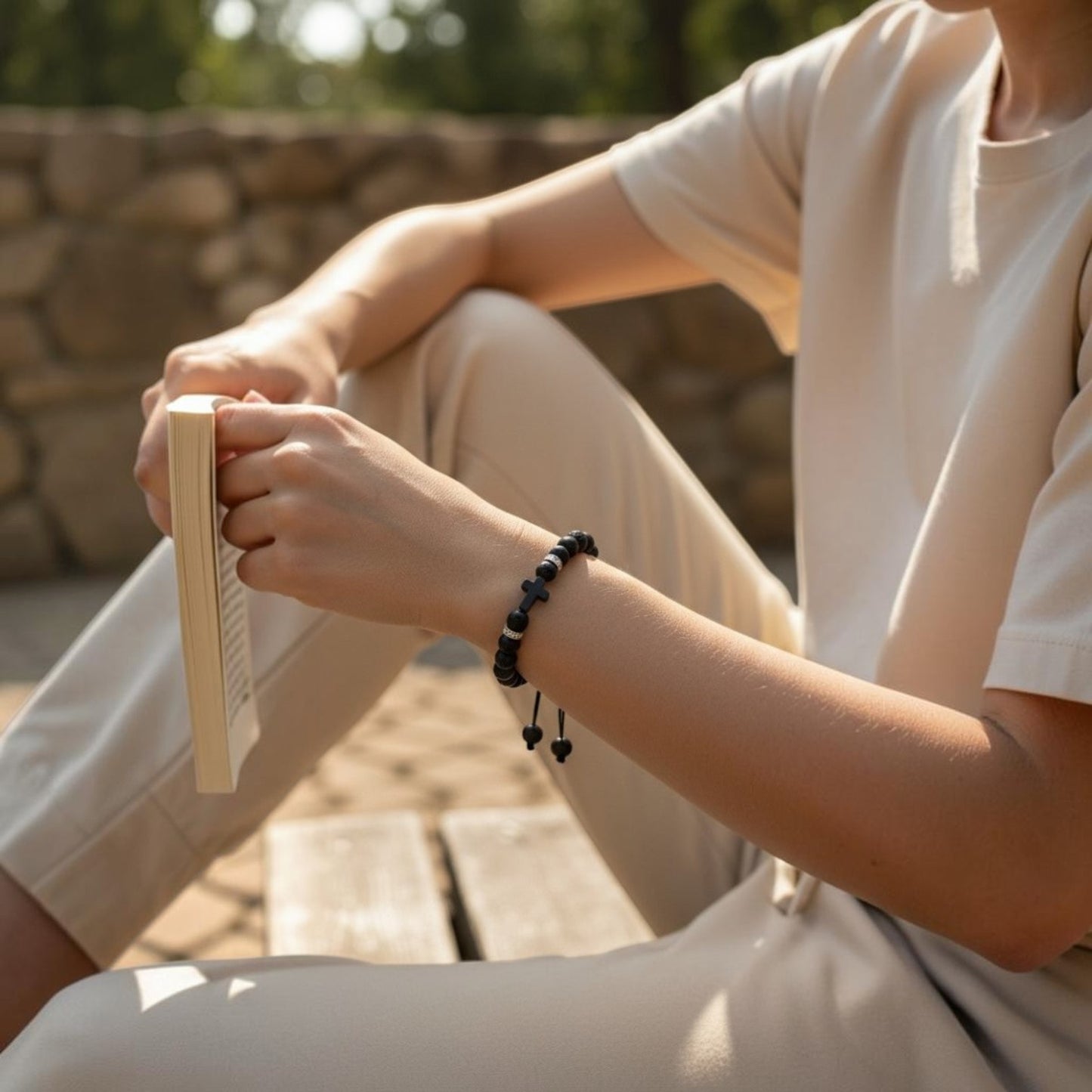 Verstelbare Zwarte Armband Met Lavasteen - Aramat Jewels - Armbanden - cadeautip