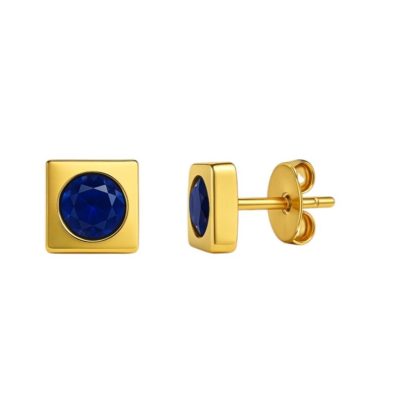 Vierkante oorbellen met donkerblauwe zirkonia – 6 mm - oor2785 - XE71676 - Oorbellen kopen# - 6mm - alles - blauw