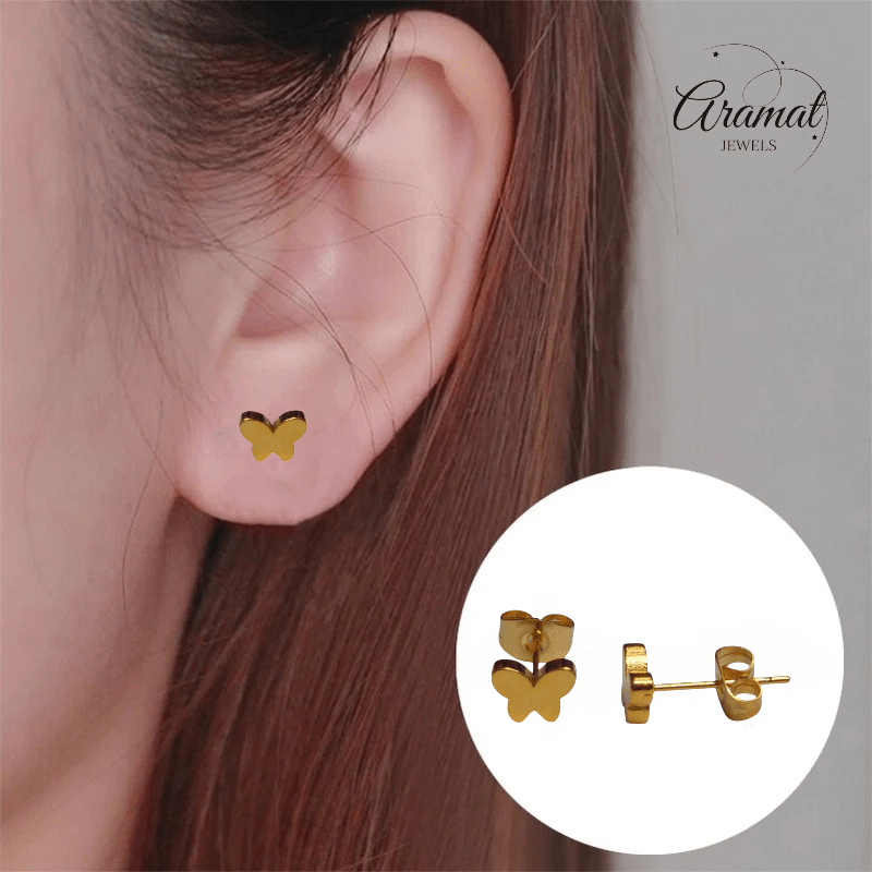 Vlinder oorstekers goudkleur 7x5mm – RVS - Aramat Jewels - Oorbellen - cadeautip