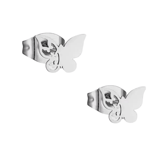 Vlinder oorstekers staal – 3 vlinders - zilverkleurig - Aramat Jewels - Oorbellen - cadeautip