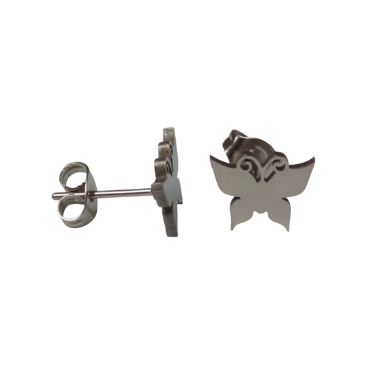 Vlinder oorstekers staal – zilverkleur 8x10mm dicht - Aramat Jewels - Oorbellen - cadeautip